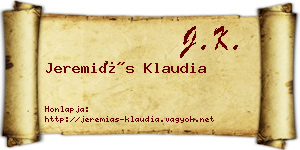 Jeremiás Klaudia névjegykártya
